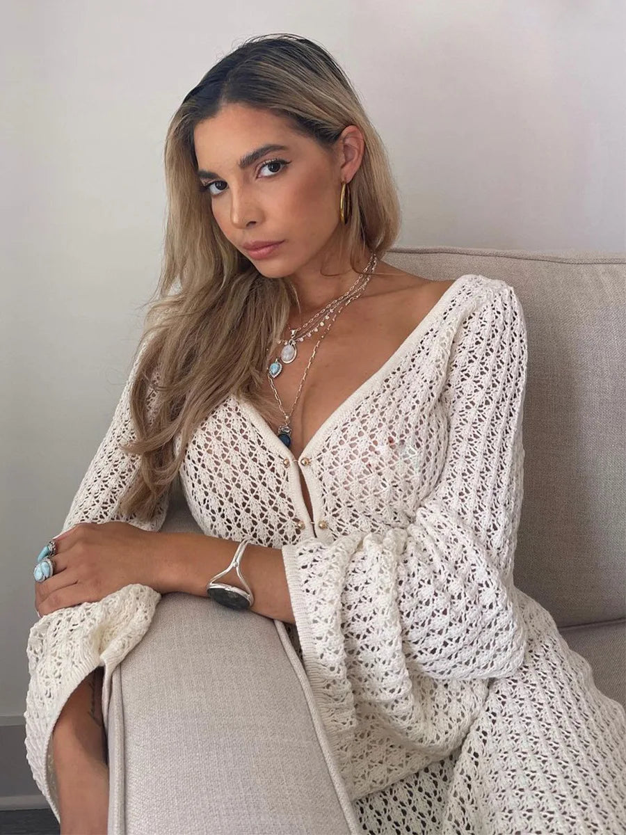 Ellison Long Sleeves Hollow Out maxi