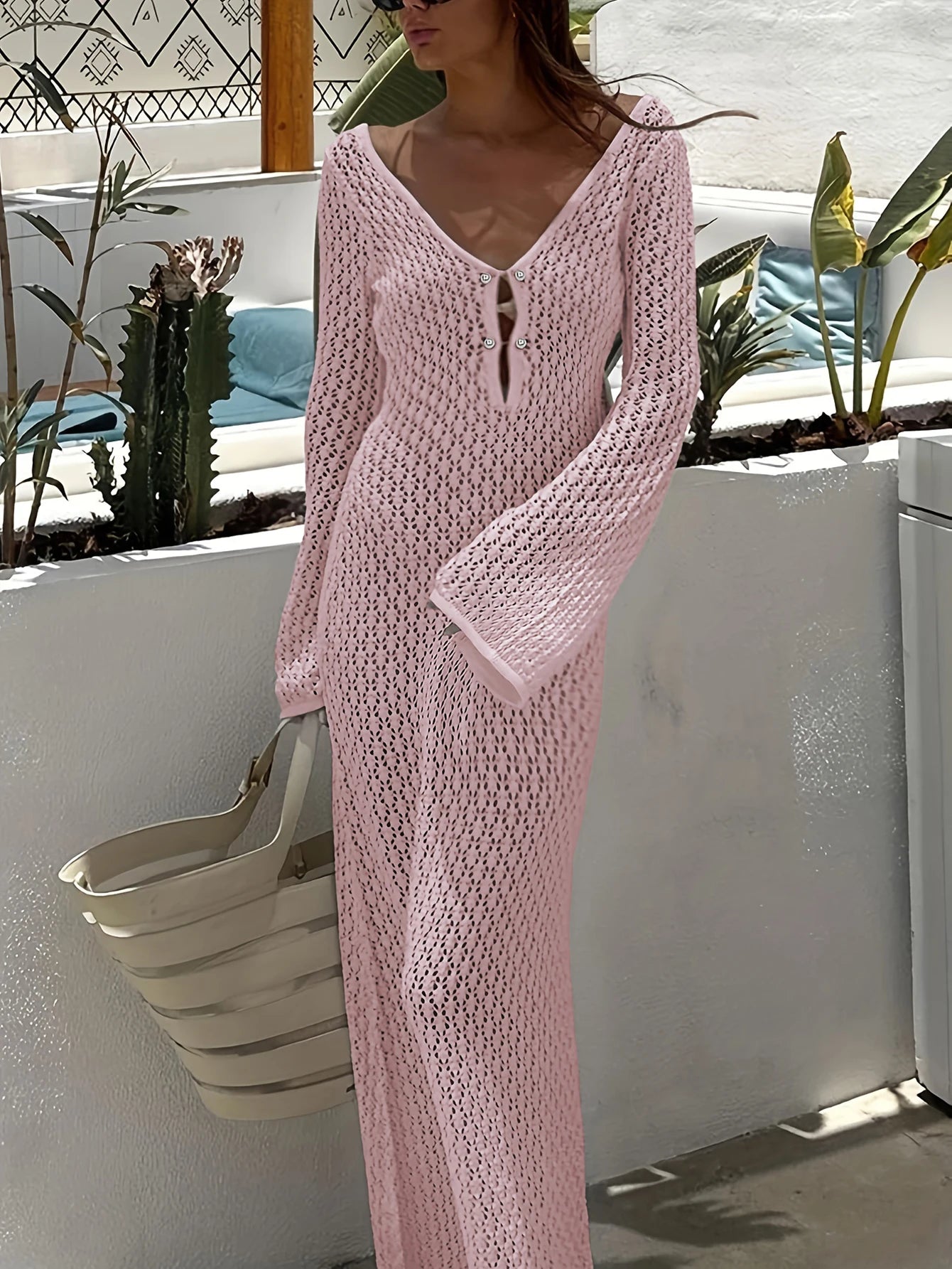 Ellison Long Sleeves Hollow Out maxi