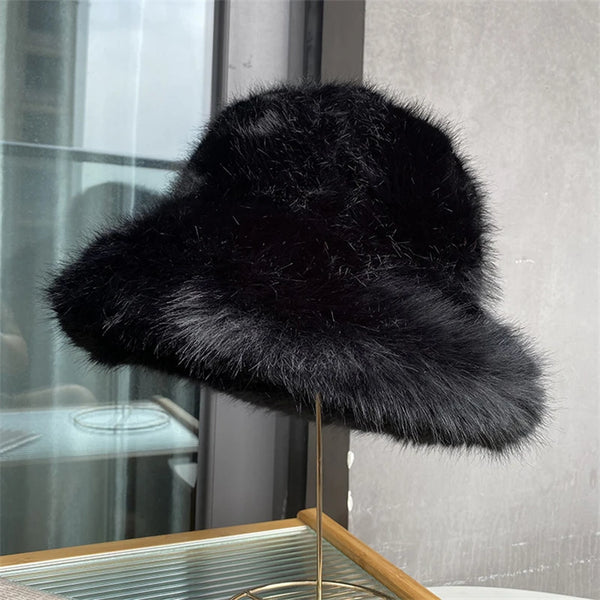 Anty Faux Fur Bucket Hat Warm