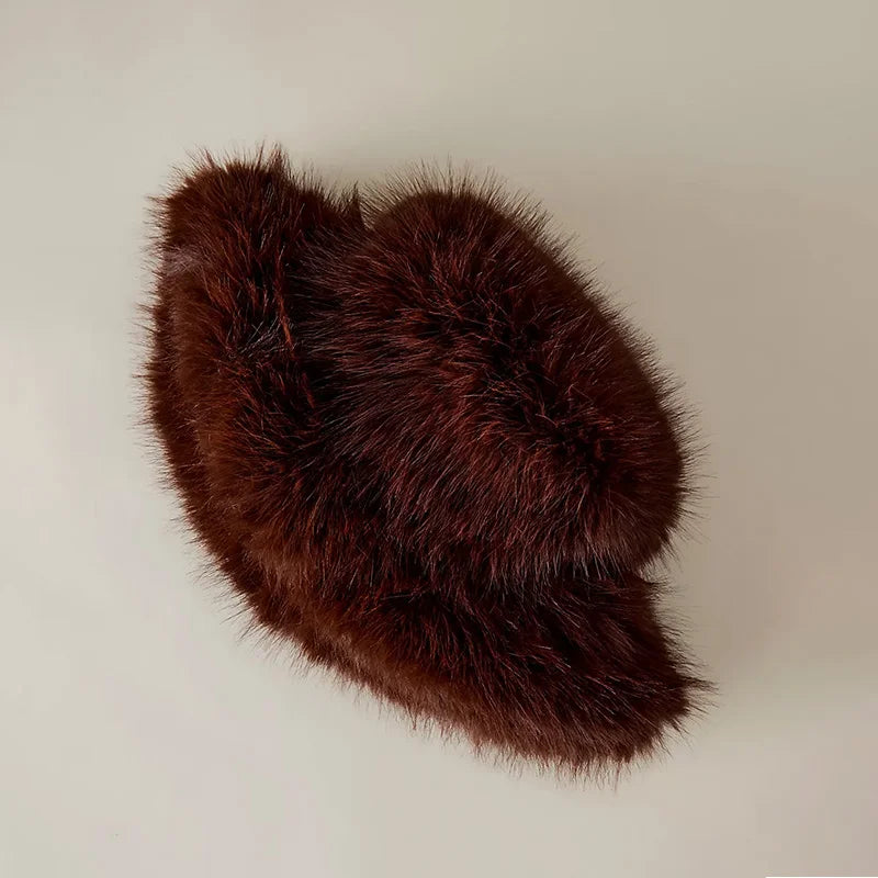 Anty Faux Fur Bucket Hat Warm
