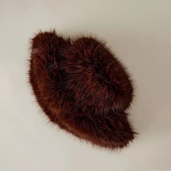 Anty Faux Fur Bucket Hat Warm