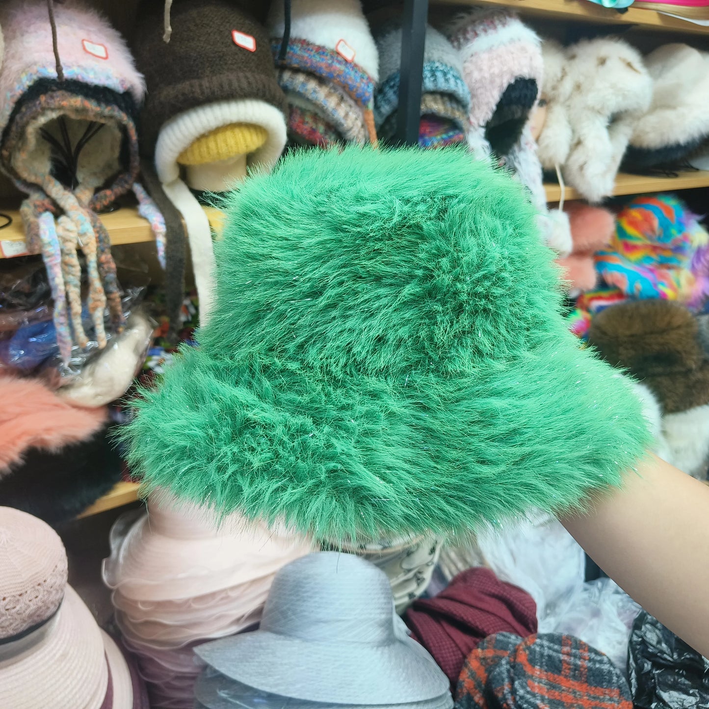 Anty Faux Fur Bucket Hat Warm