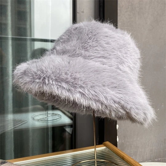 Anty Faux Fur Bucket Hat Warm