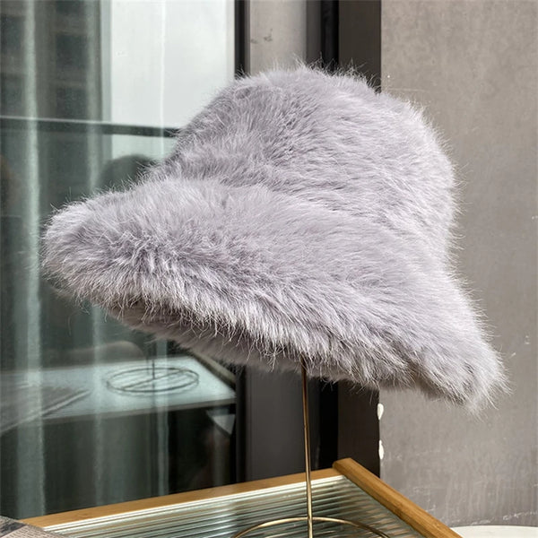 Anty Faux Fur Bucket Hat Warm