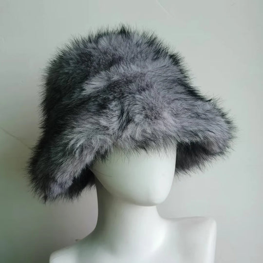 Anty Faux Fur Bucket Hat Warm