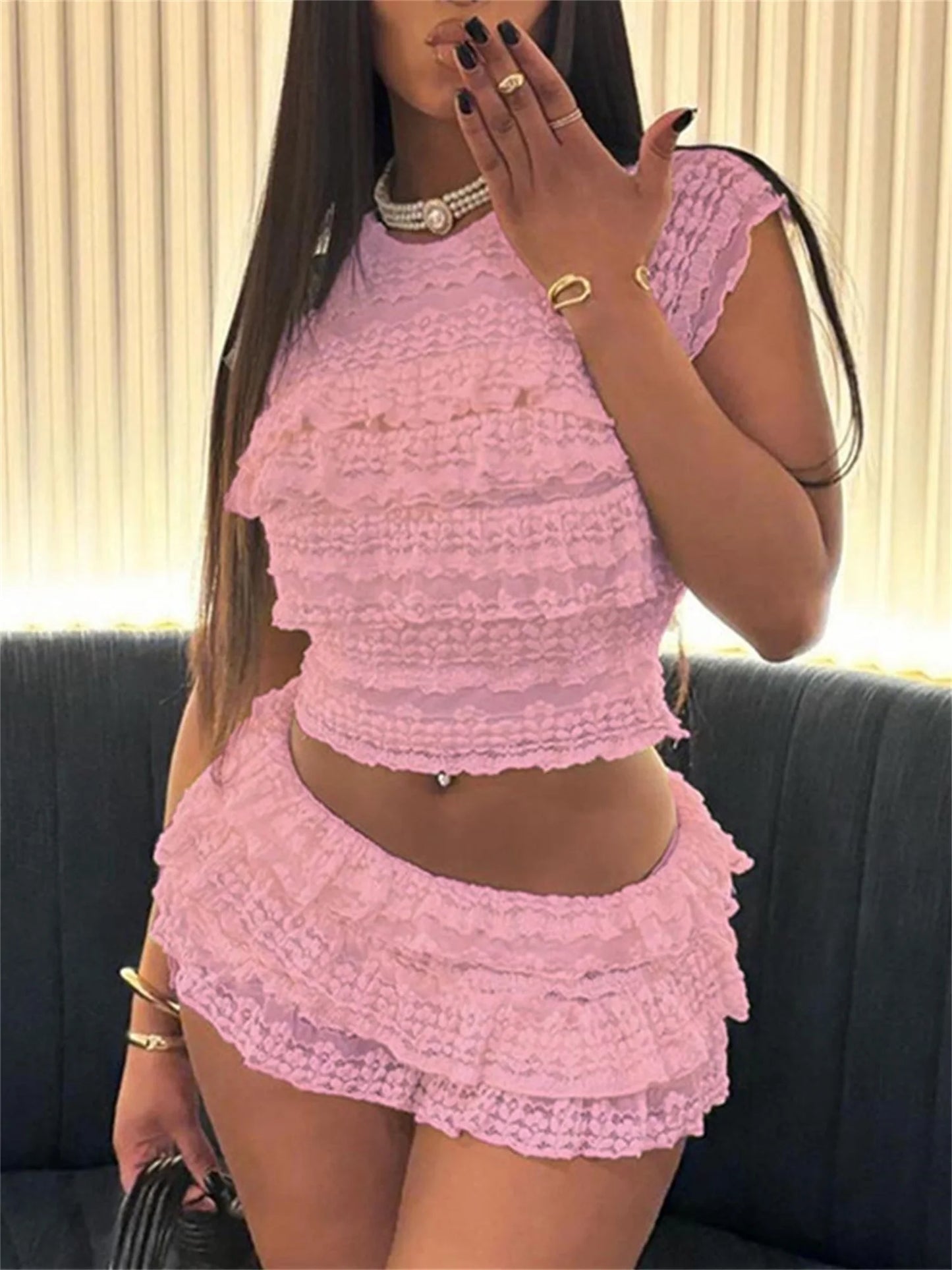 Wao Lace Crop Top and High Waisted
