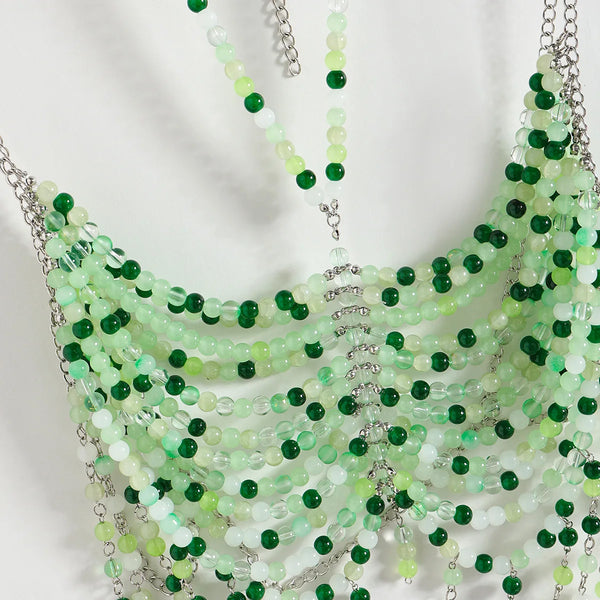 Paris Green Pink Stone Beading