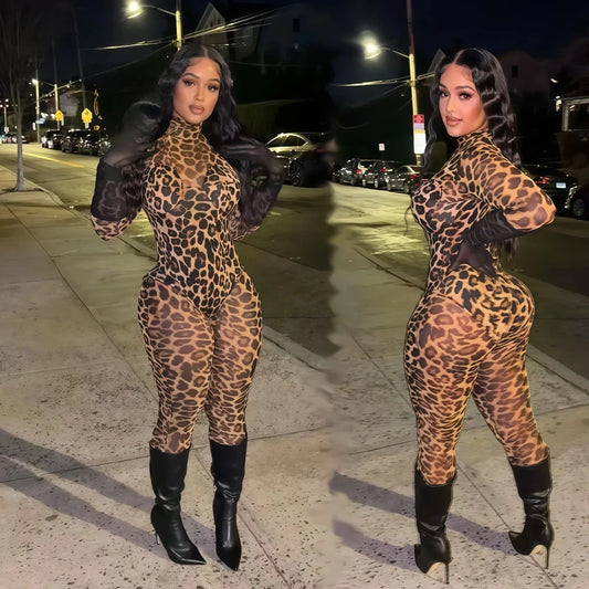 FAGA Leopard Print Jumpsuits