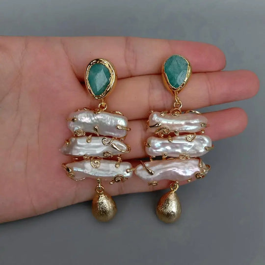 Jade pearl earrings