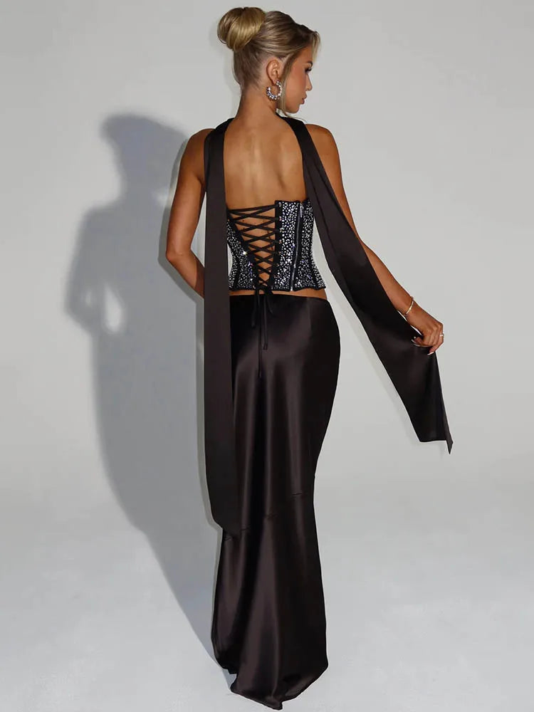 Monsion Sequins Sexy Dress Set