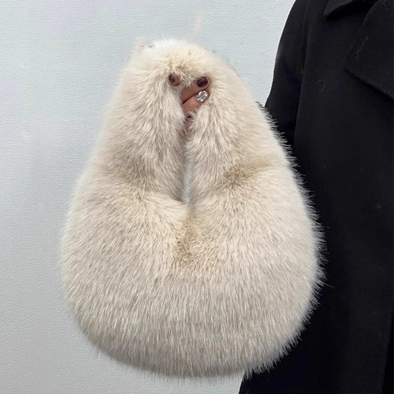 Lulu Luxury Soft Plush Half Moon Bag