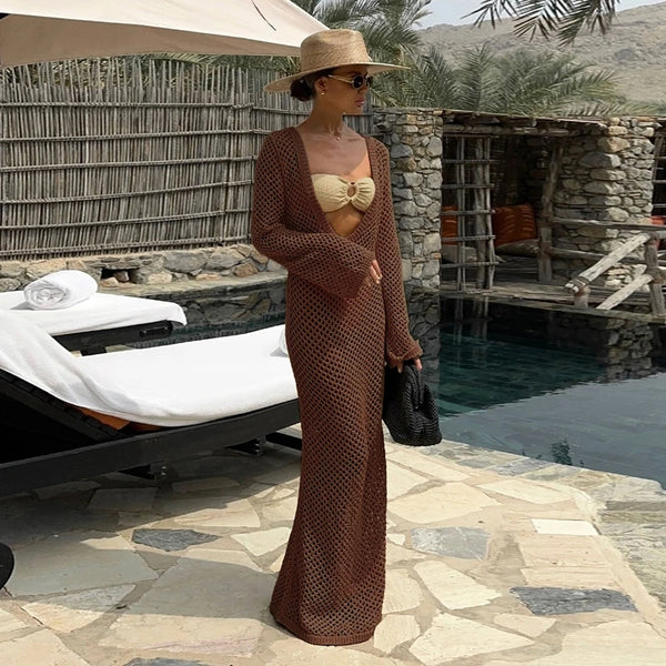 Bell Sleeve Knit Maxi Dress