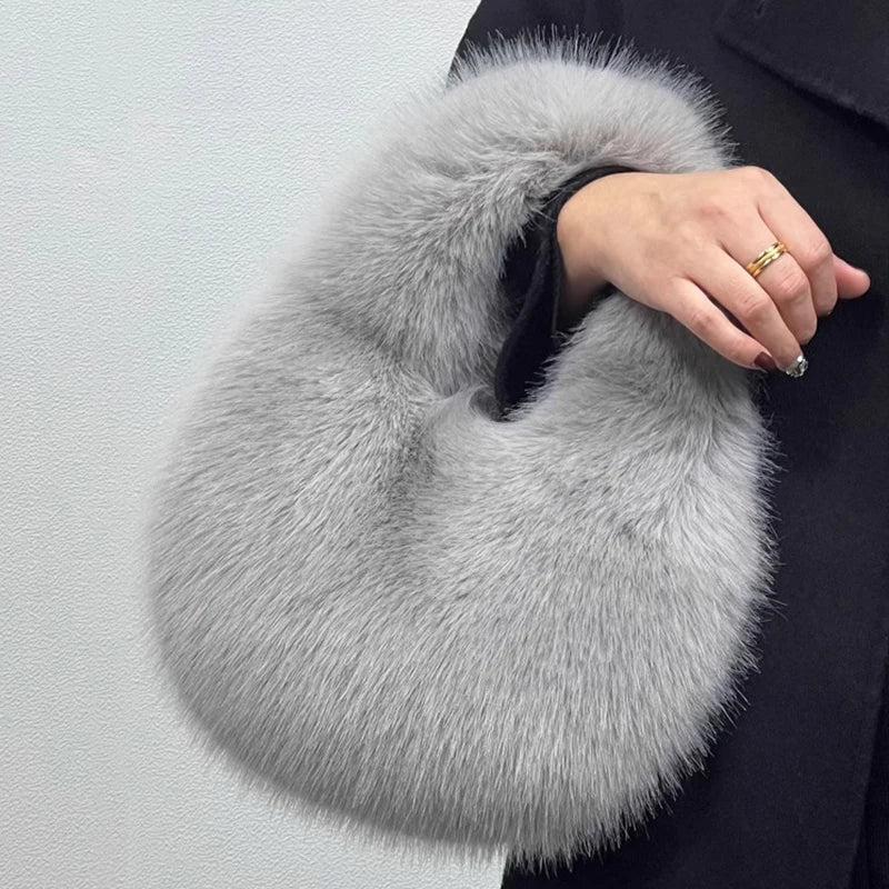 Lulu Luxury Soft Plush Half Moon Bag
