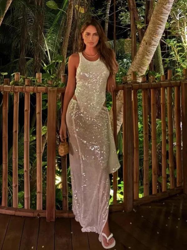 Elegant Sequined Skirts Two Piece