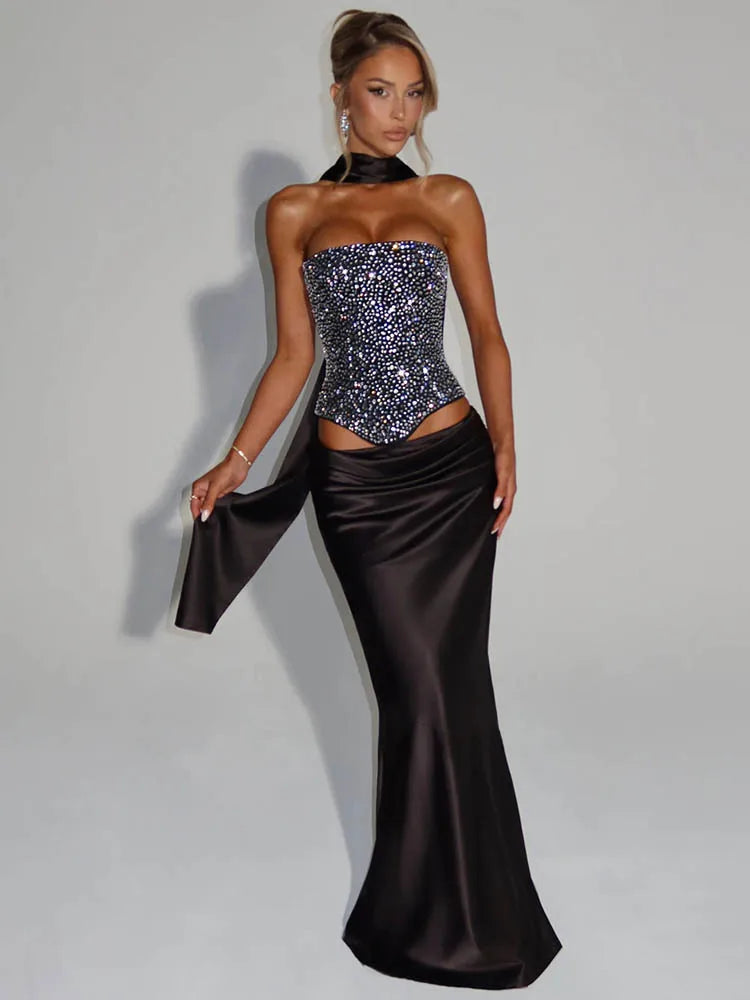 Monsion Sequins Sexy Dress Set