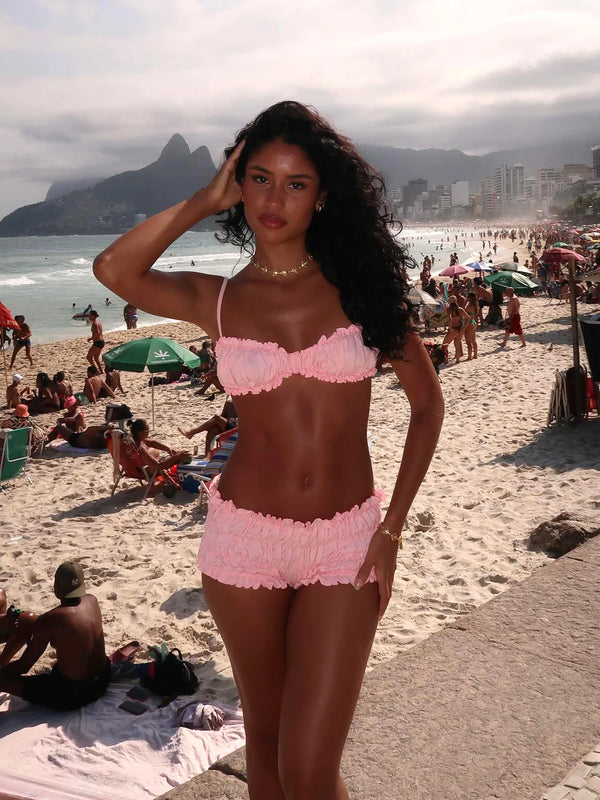 Cap Elegant Ruched Two Piece Bikini