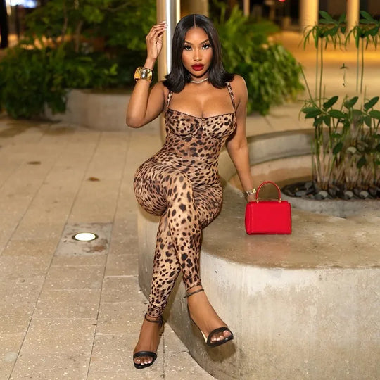 Yiyu Leopard Print Jumpsuit