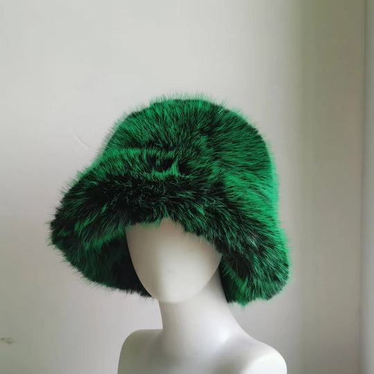 Anty Faux Fur Bucket Hat Warm