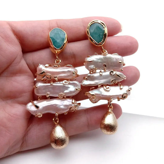 Jade pearl earrings