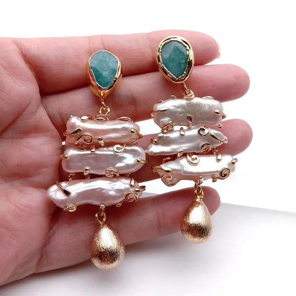 Jade pearl earrings