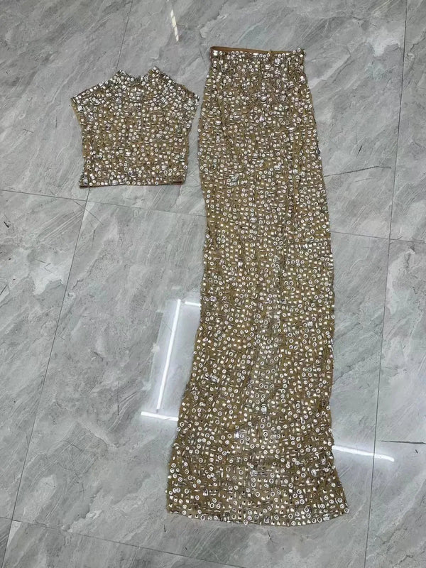 Siu  Crop Top Long Skirt 2 Pieces Set