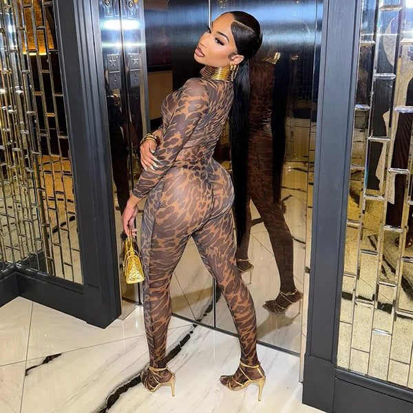 Leopard Bodysuit Tops + Footed Leggings Pants