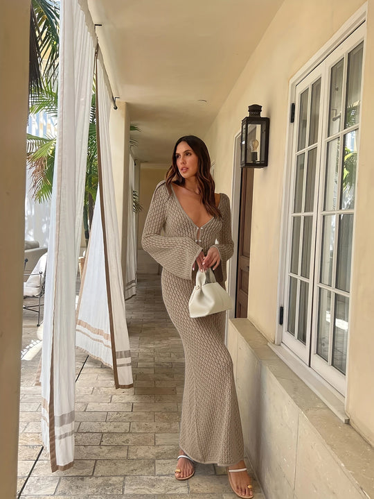 Ellison Long Sleeves Hollow Out maxi