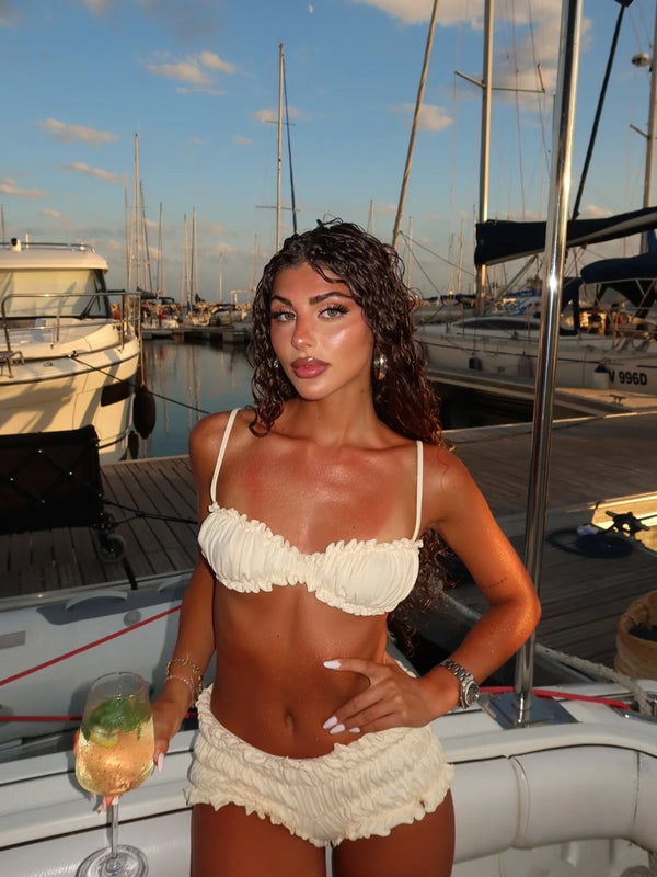 Cap Elegant Ruched Two Piece Bikini