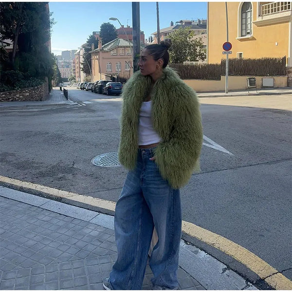 Short Coat Women Long Sleeve Turn Down