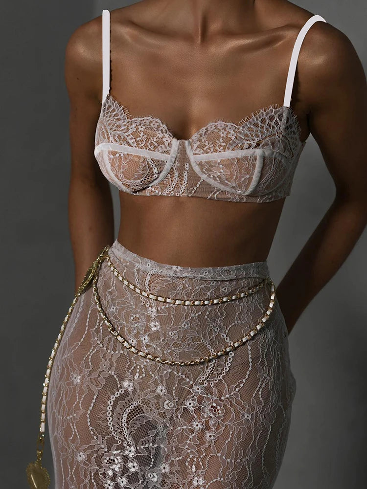 Cris Top Elegant And Transparent Maxi Female Skirt