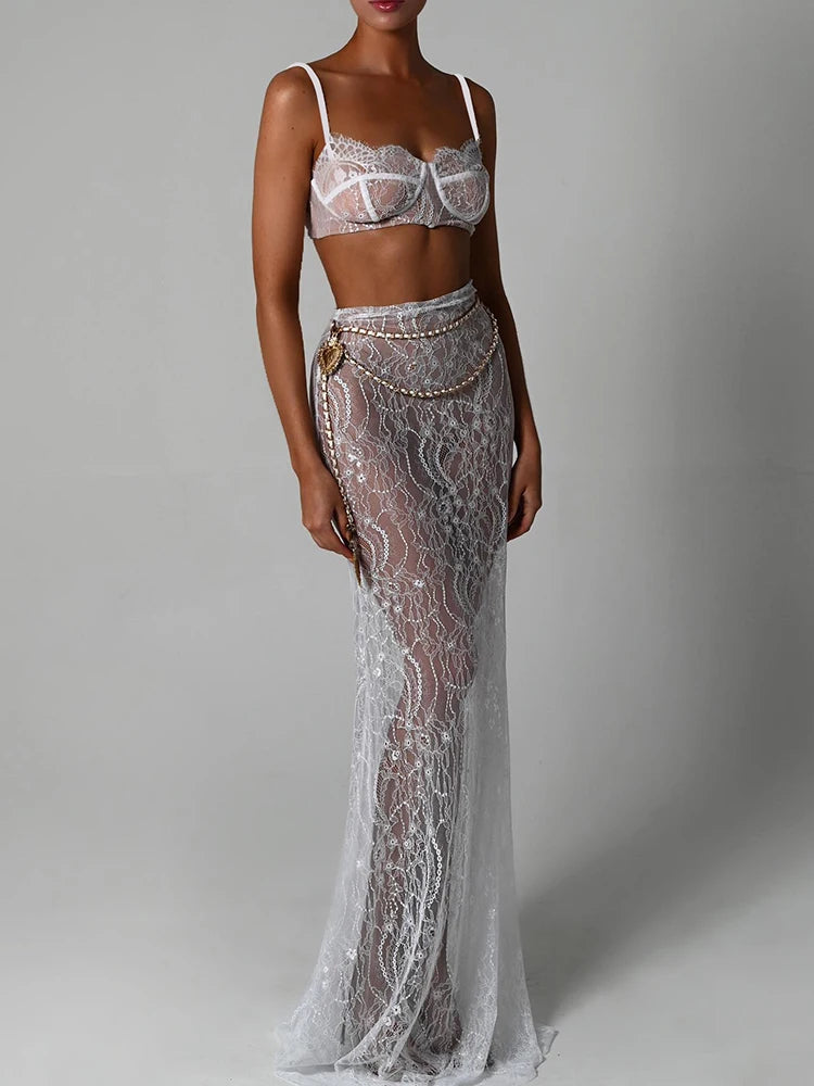 Cris Top Elegant And Transparent Maxi Female Skirt