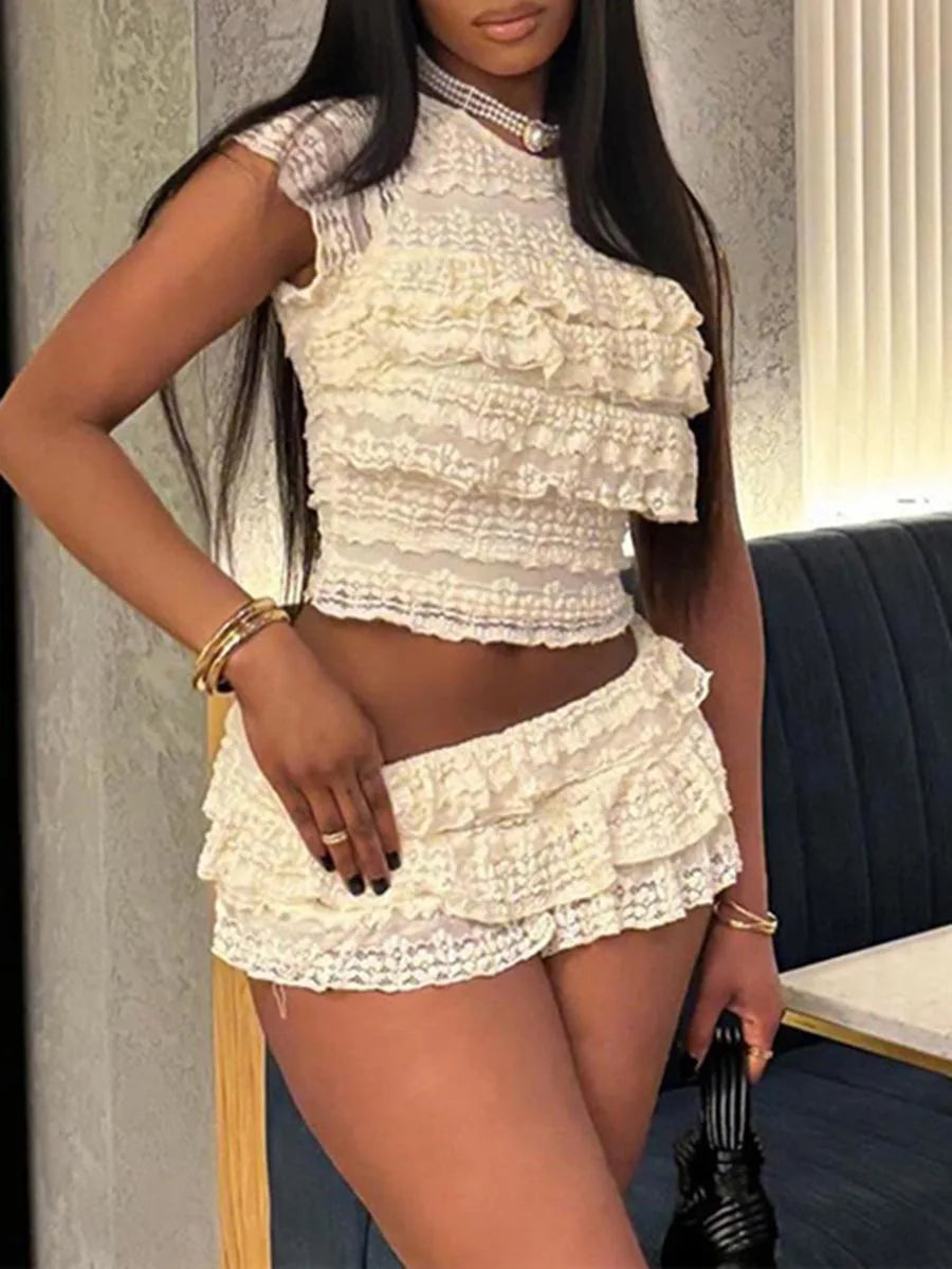 Wao Lace Crop Top and High Waisted