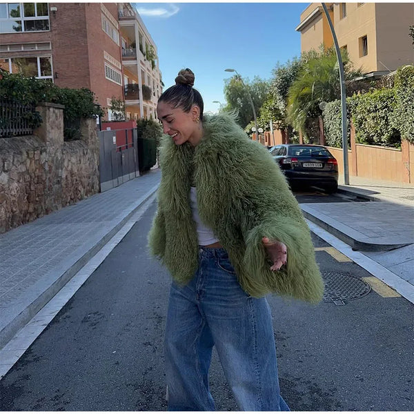 Short Coat Women Long Sleeve Turn Down